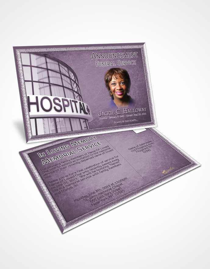 Funeral Announcement Card Template Blissful Lavender Nurse