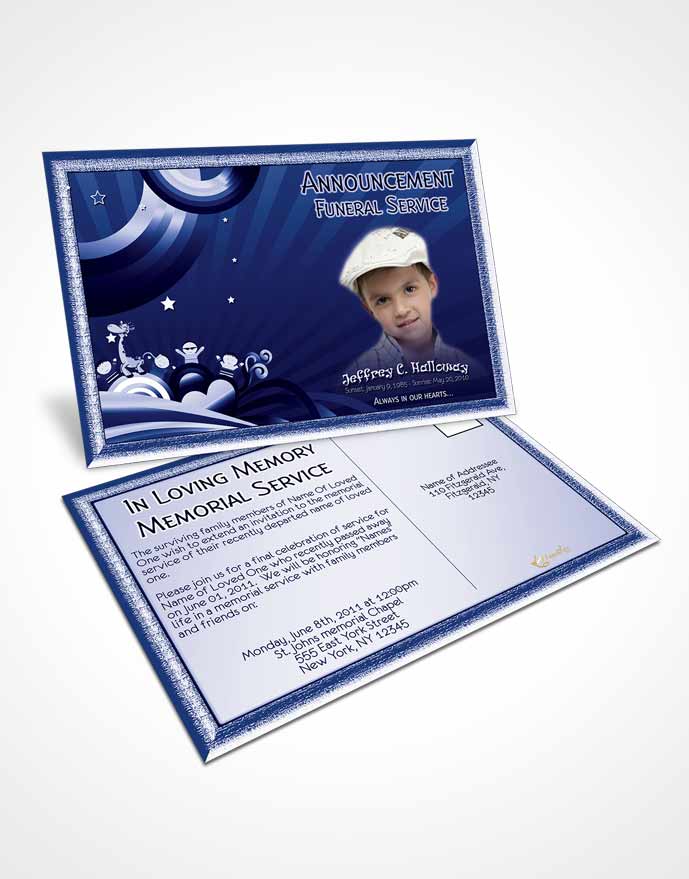 Funeral Announcement Card Template Blue Eyes Childs Journey