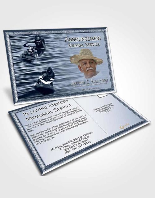 Funeral Announcement Card Template Blue Water Sports
