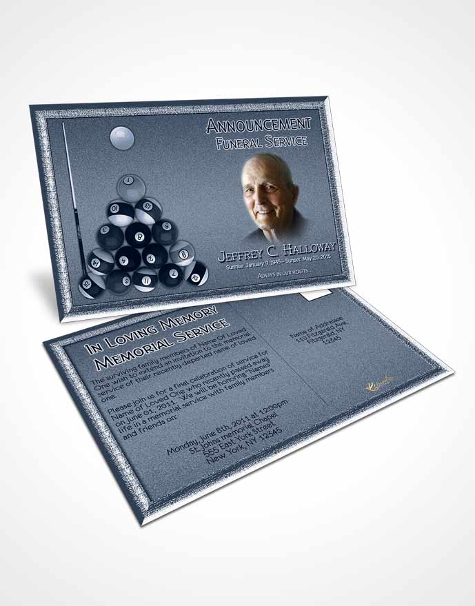 Funeral Announcement Card Template Blue Waters Billiards Desire