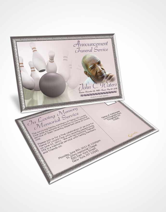 Funeral Announcement Card Template Bowling Days Autumn Sky