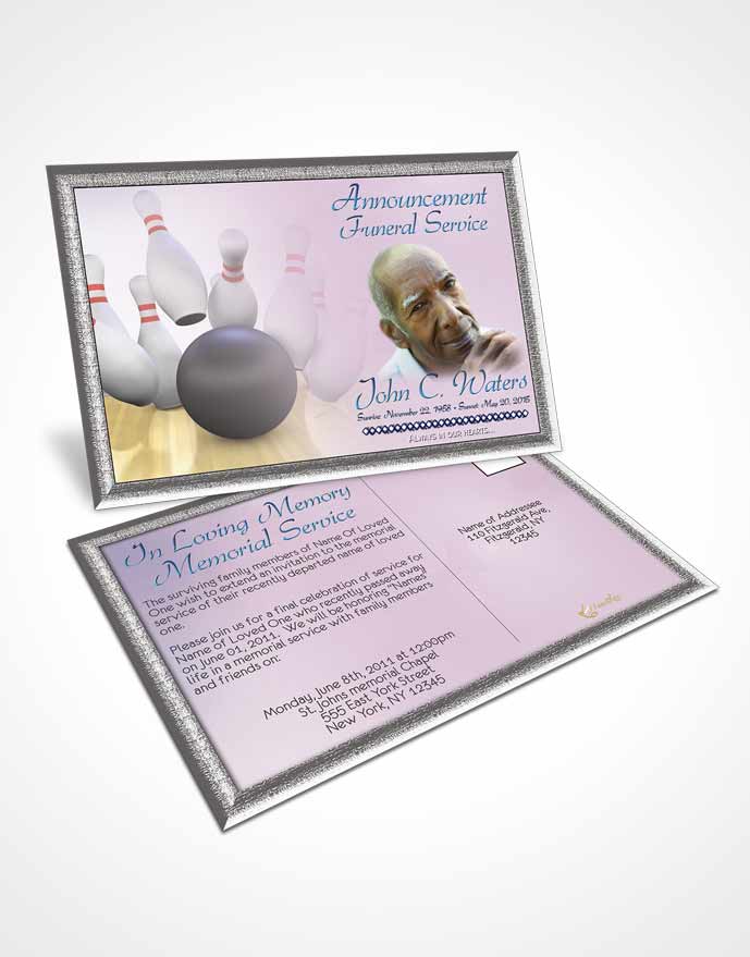 Funeral Announcement Card Template Bowling Days Early Morning