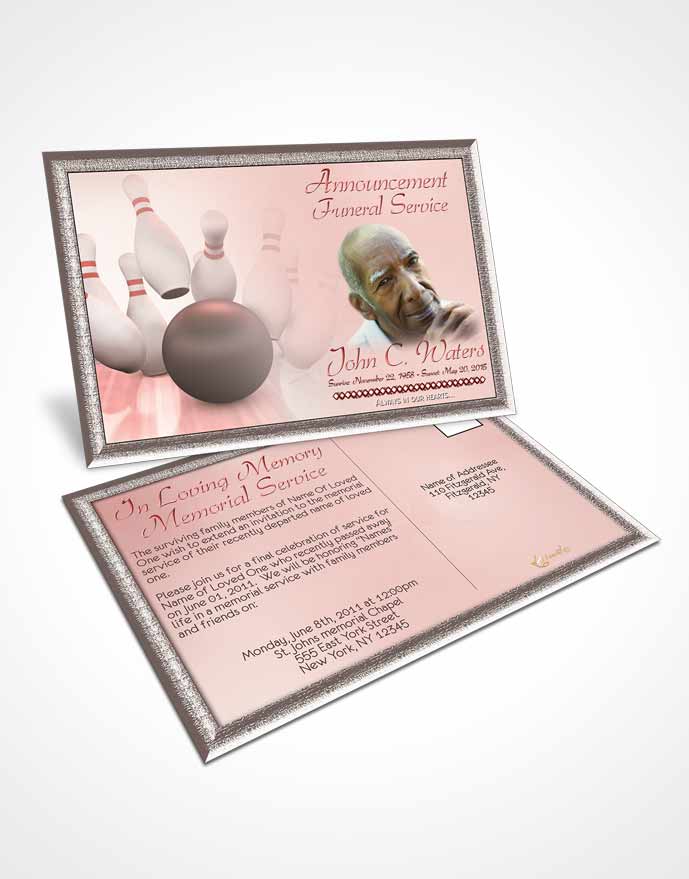 Funeral Announcement Card Template Bowling Days Ruby Sunrise