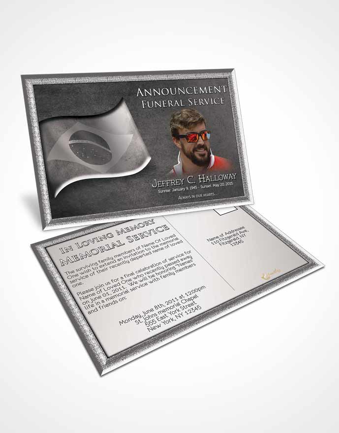 Funeral Announcement Card Template Brazilian Black and White Bliss