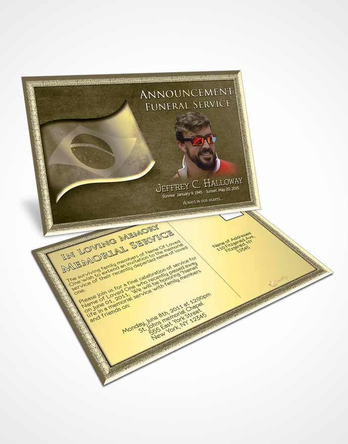 Funeral Announcement Card Template Brazilian Golden Bliss