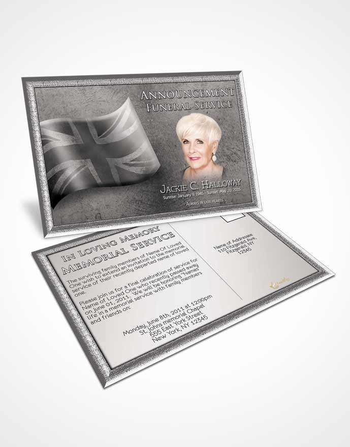 Funeral Announcement Card Template British Black and White Pride