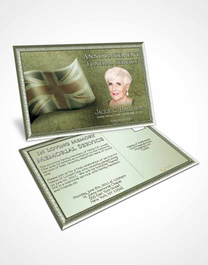 Funeral Announcement Card Template British Emerald Pride