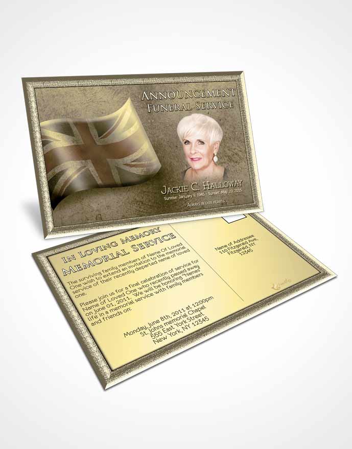 Funeral Announcement Card Template British Golden Pride