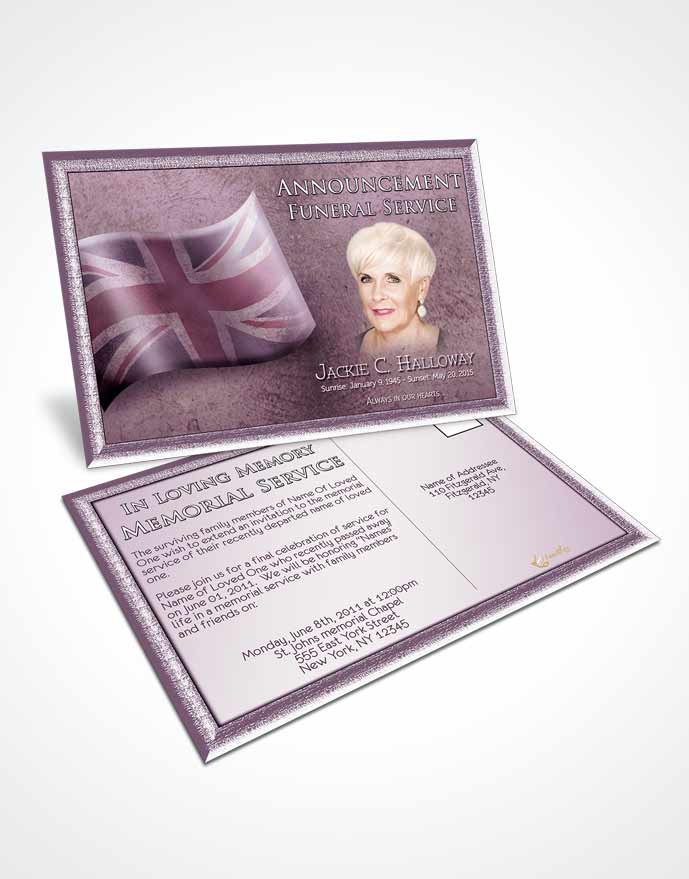Funeral Announcement Card Template British Lavender Pride