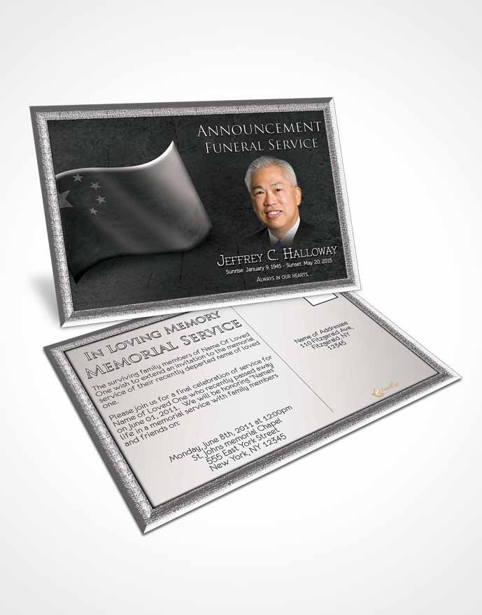 Funeral Announcement Card Template Chinese Black and White Mist