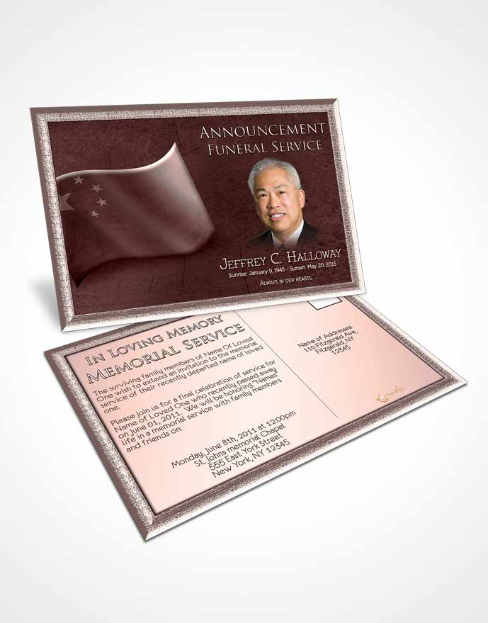Funeral Announcement Card Template Chinese Burgundy Mist