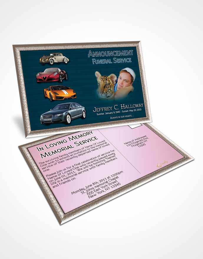 Funeral Announcement Card Template Coral Reef Car Enthusiast