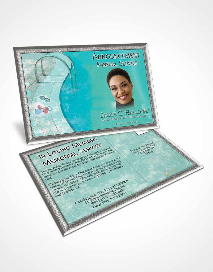 Funeral Announcement Card Template Coral Swimming Desire