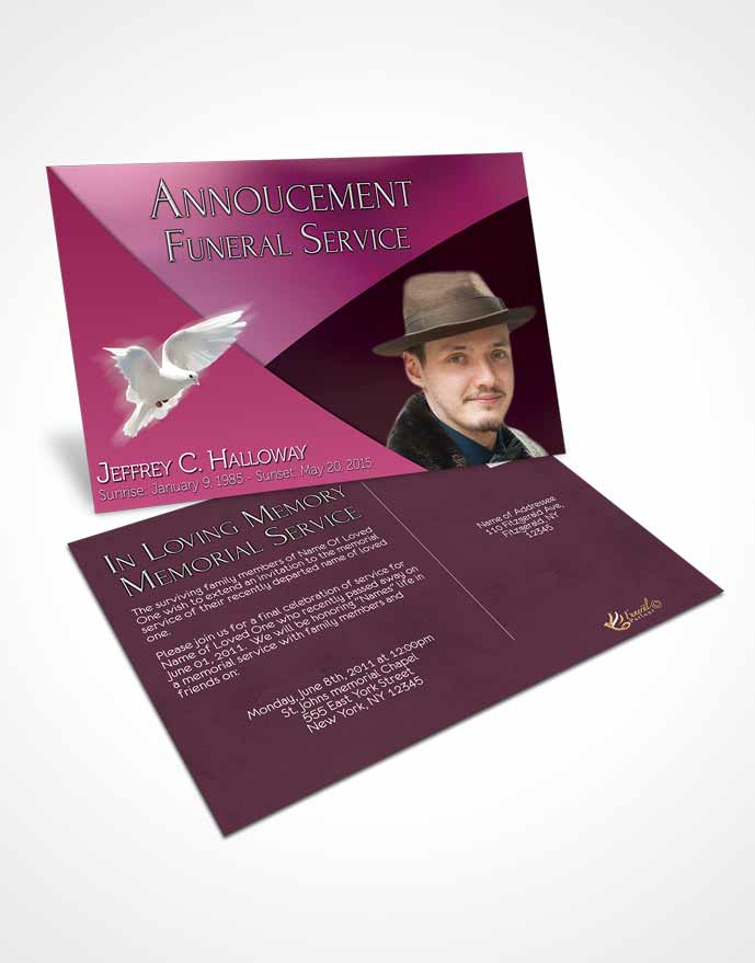 Funeral Prayer Card Template Crystal Harmony Amaranth Pink Dark
