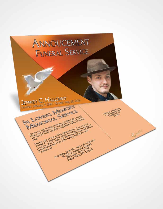 Funeral Prayer Card Template Crystal Harmony Carrot Orange Light