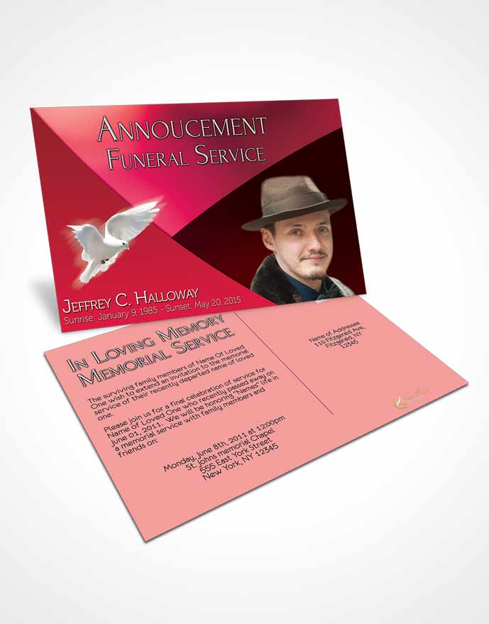 Funeral Prayer Card Template Crystal Harmony Cerise Light