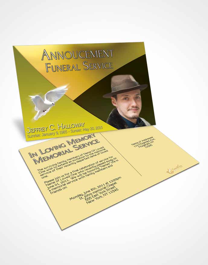 Funeral Prayer Card Template Crystal Harmony Gold Light