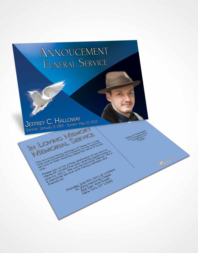 Funeral Prayer Card Template Crystal Harmony Palatinate Blue Light