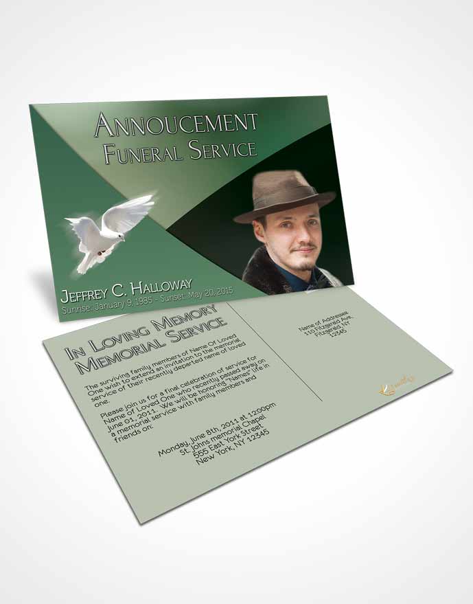 Funeral Prayer Card Template Crystal Harmony Pistachio Light