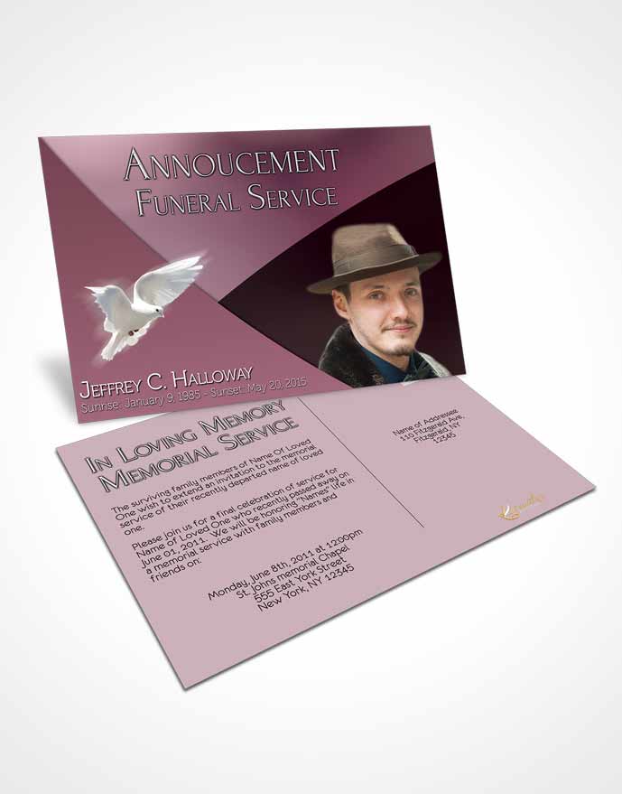 Funeral Prayer Card Template Crystal Harmony Puce Light
