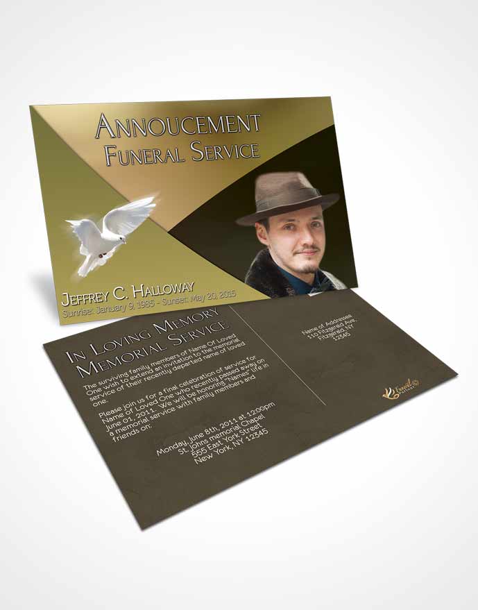 Funeral Prayer Card Template Crystal Harmony Satin Sheen Gold Dark