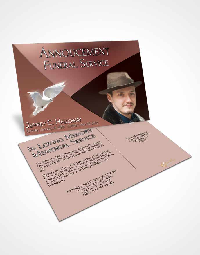 Funeral Prayer Card Template Crystal Harmony Terra Cotta Light