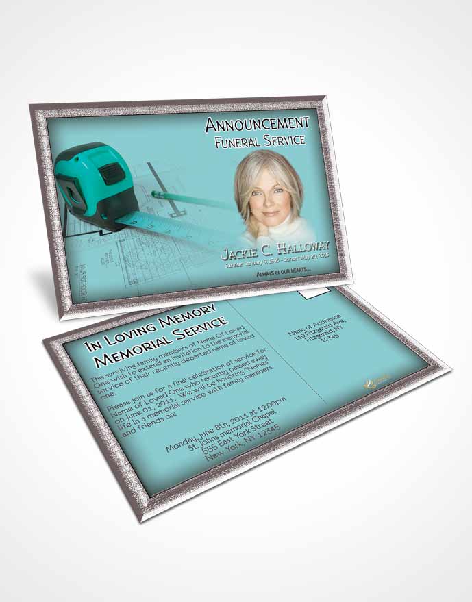 Funeral Announcement Card Template Cyan Architect