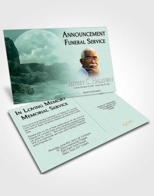 Funeral Announcement Card Template Deep Forest Rocky Moon