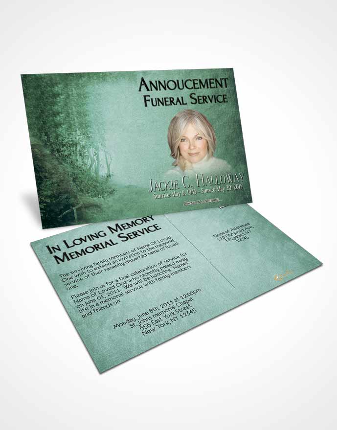 Funeral Announcement Card Template Deep Forest Walk in the Woods
