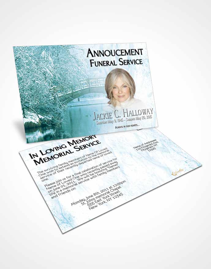 Funeral Announcement Card Template Deep Forest Winter Paradise