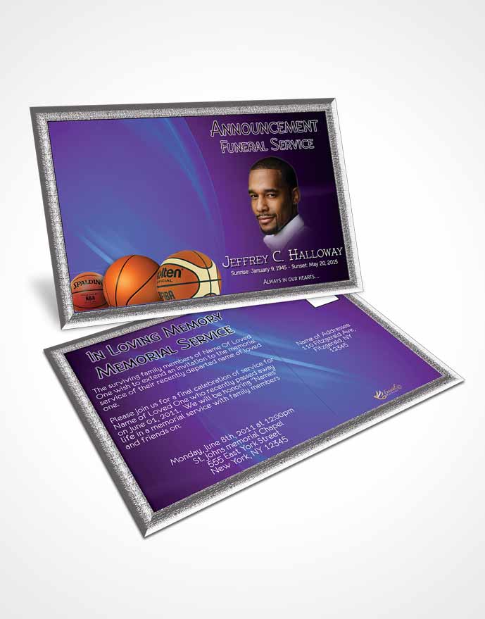 Funeral Announcement Card Template Deep Ocean Basketball Lover Dark