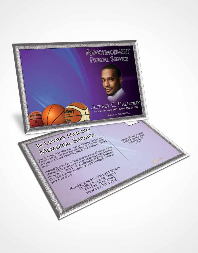 Funeral Announcement Card Template Deep Ocean Basketball Lover Light