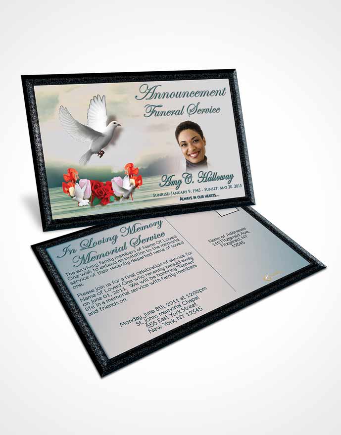 Funeral Prayer Card Template Deep Ocean Delightful Doves