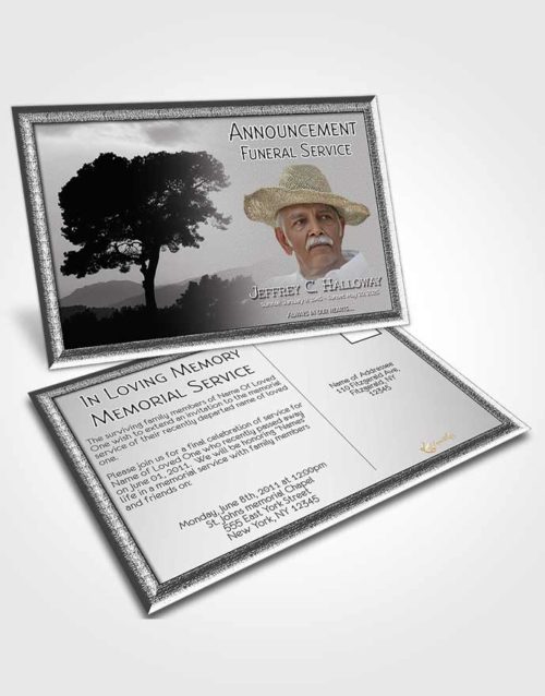 Funeral Announcement Card Template Distant Black and White Horizon