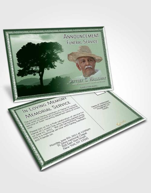 Funeral Announcement Card Template Distant Emerald Horizon