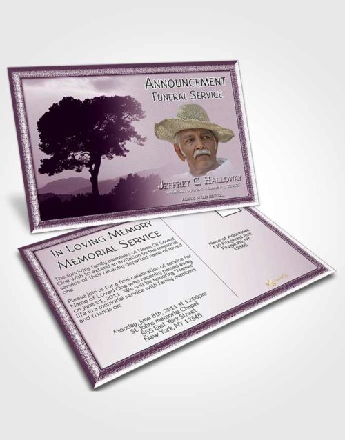 Funeral Announcement Card Template Distant Lavender Horizon
