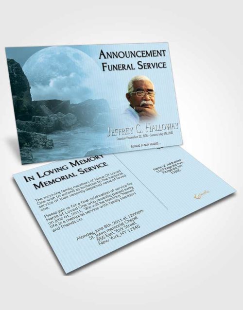 Funeral Announcement Card Template Distant Rocky Moon