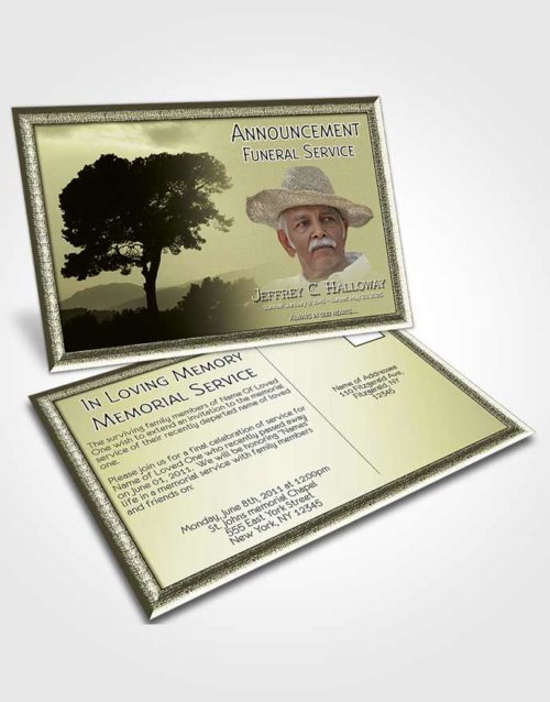 Funeral Announcement Card Template Distant Rustic Horizon