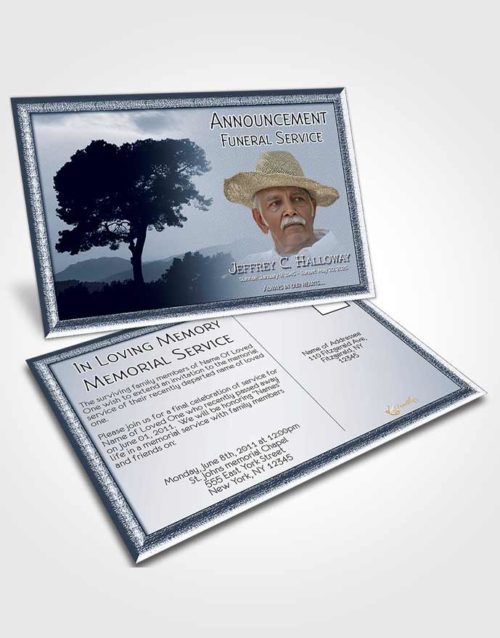 Funeral Announcement Card Template Distant Topaz Horizon