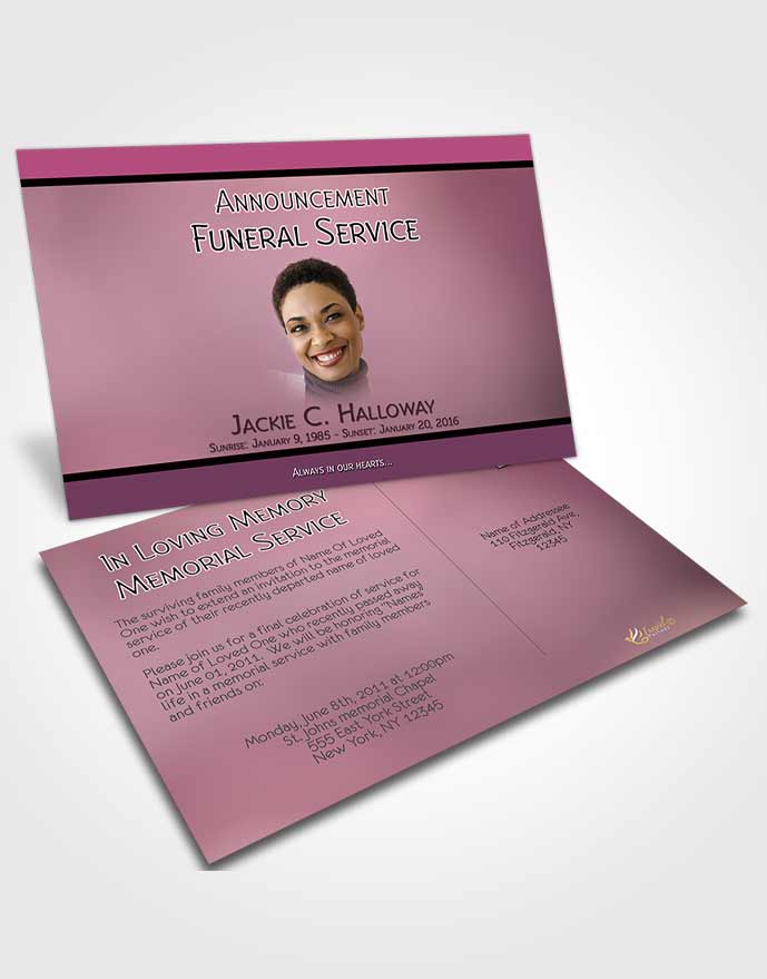 Funeral Prayer Card Template Divine Essence Pink Carnation