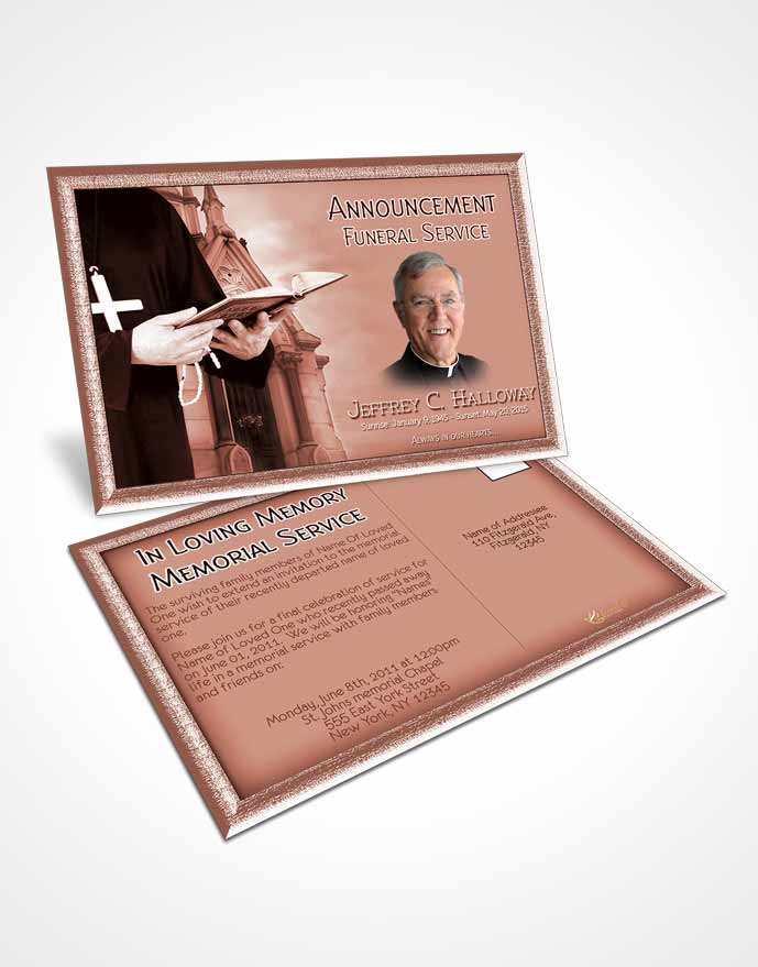 Funeral Announcement Card Template Early Morning Heavenly Priest