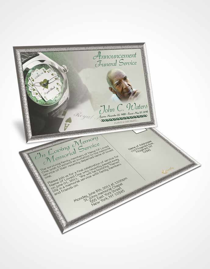 Funeral Announcement Card Template Emerald Aces