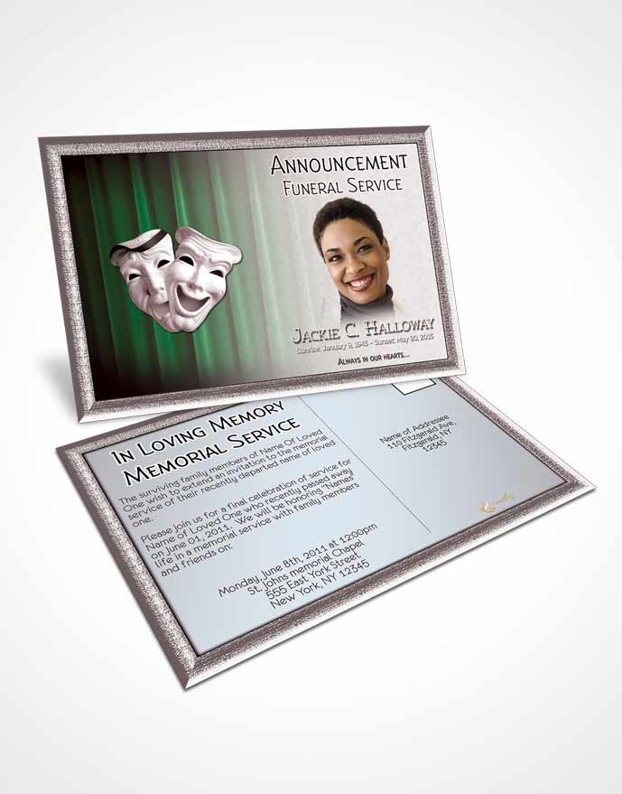 Funeral Announcement Card Template Emerald Actor