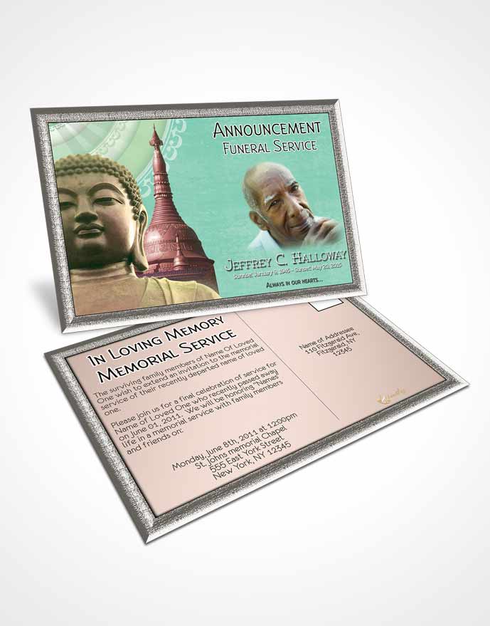 Funeral Announcement Card Template Emerald Buddhist Faith
