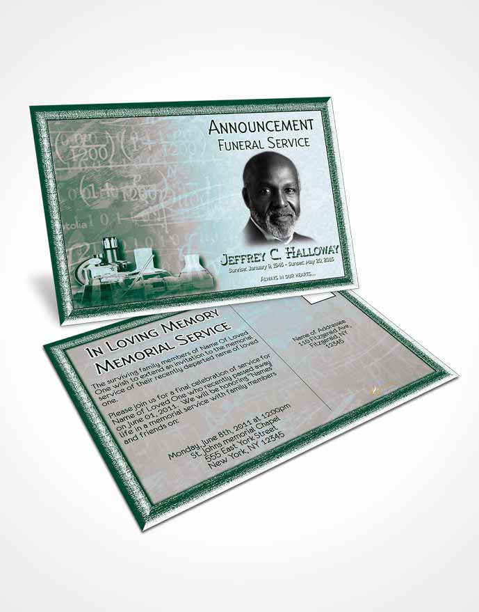 Funeral Announcement Card Template Emerald Chemist
