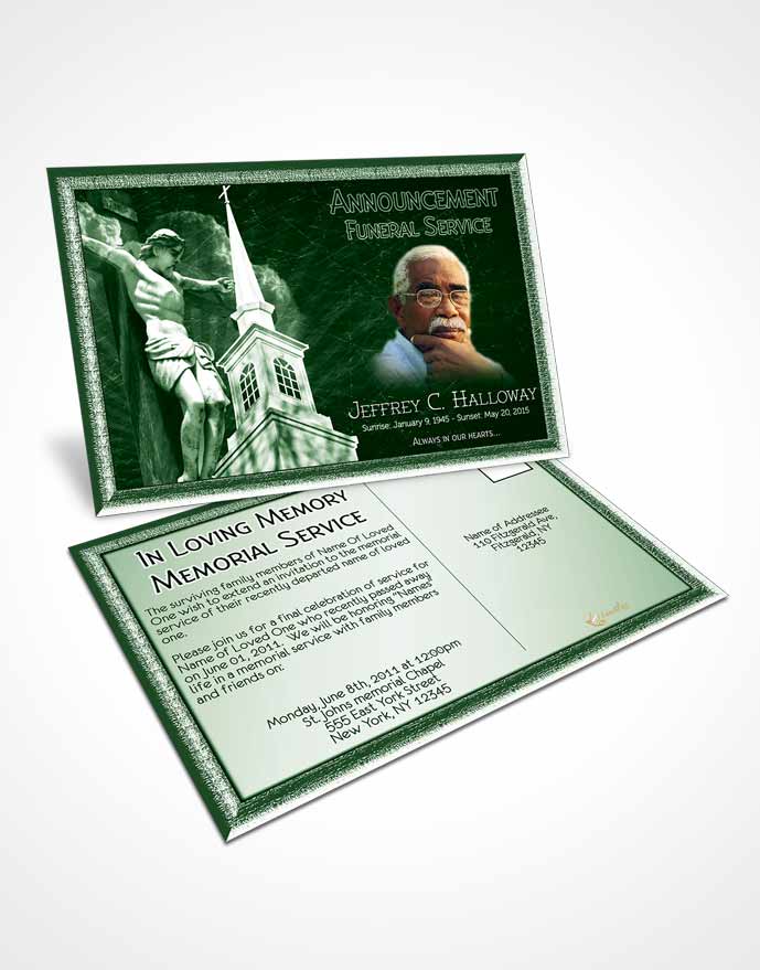Funeral Announcement Card Template Emerald Christian Faith