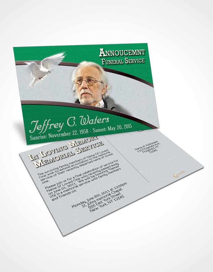 Funeral Announcement Card Template Emerald Clarity