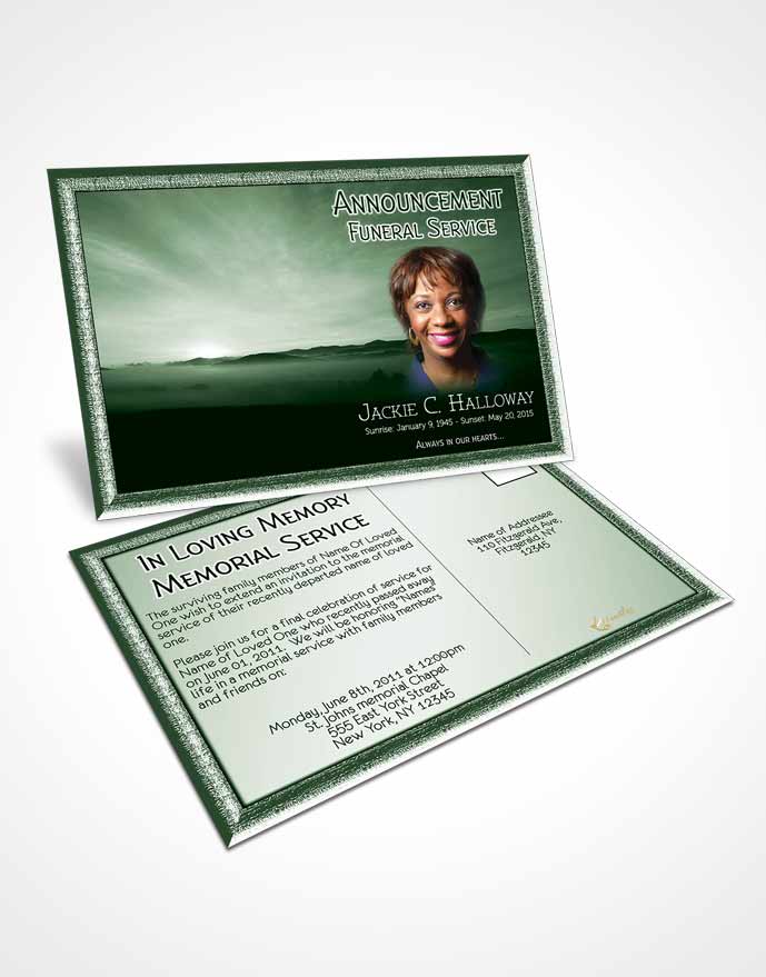 Funeral Announcement Card Template Emerald Desert Sky