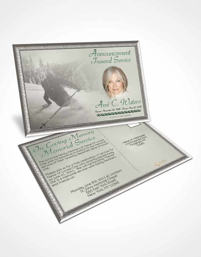 Funeral Announcement Card Template Emerald Downhill Skiing