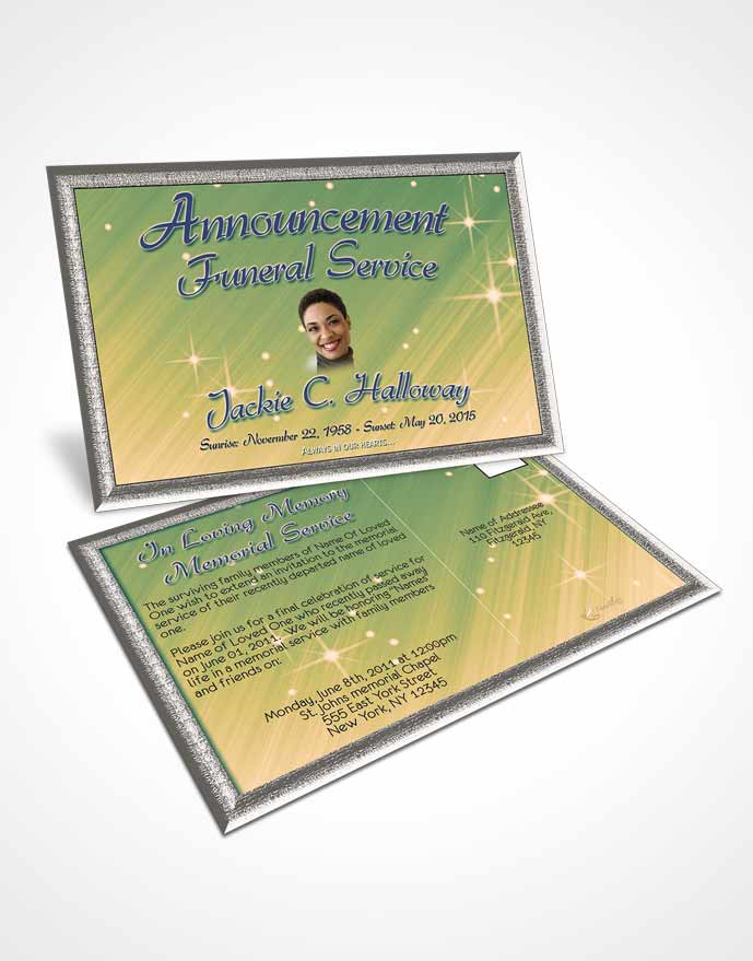 Funeral Prayer Card Template Emerald Forest Serenity